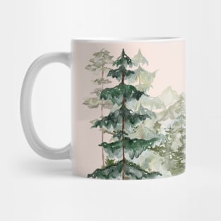 Watercolor Pine Forest and mountain Aesthetic Graphic Mug